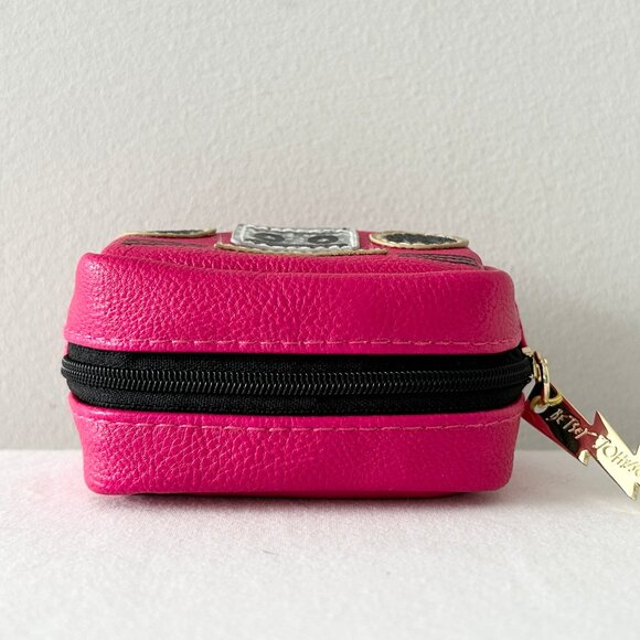 BETSEY JOHNSON Retro Boombox Radio Coin Purse Pouch Hot Pink Lightning Bolt Zip - Picture 5 of 7